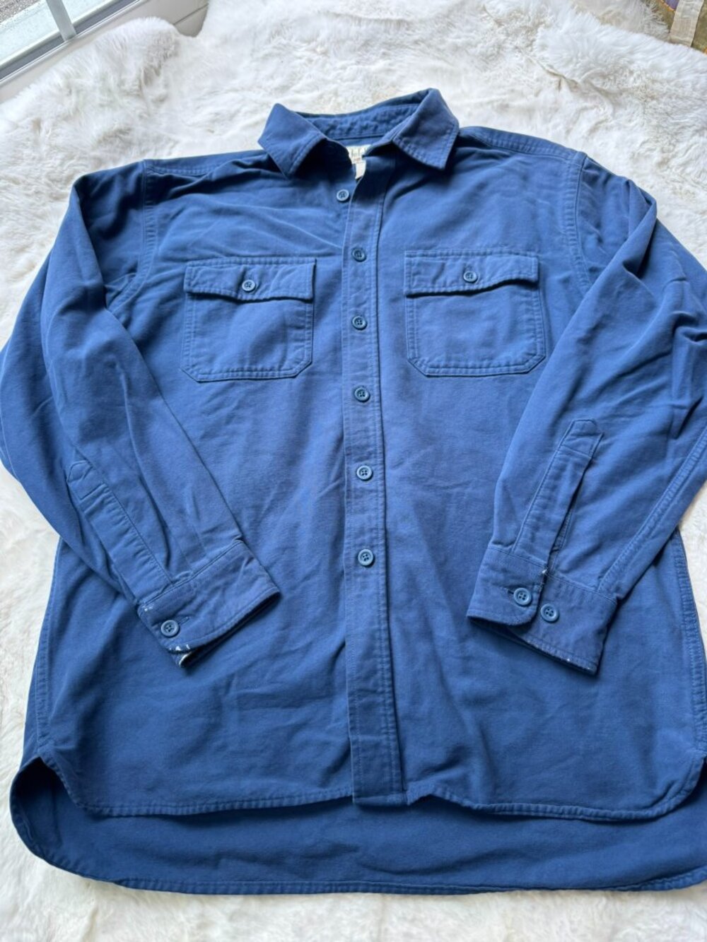 Vintage LL Bean Chamois Cloth Shirt Medium Blue Dunner Stunner Men's M